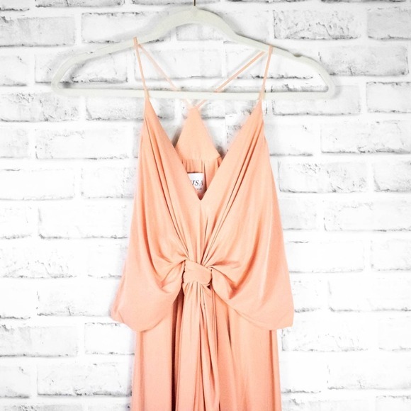 Misa Los Angeles Peach Jersey Knit Sleeveless Knee Length Cocktail Dress Small - Picture 3 of 12